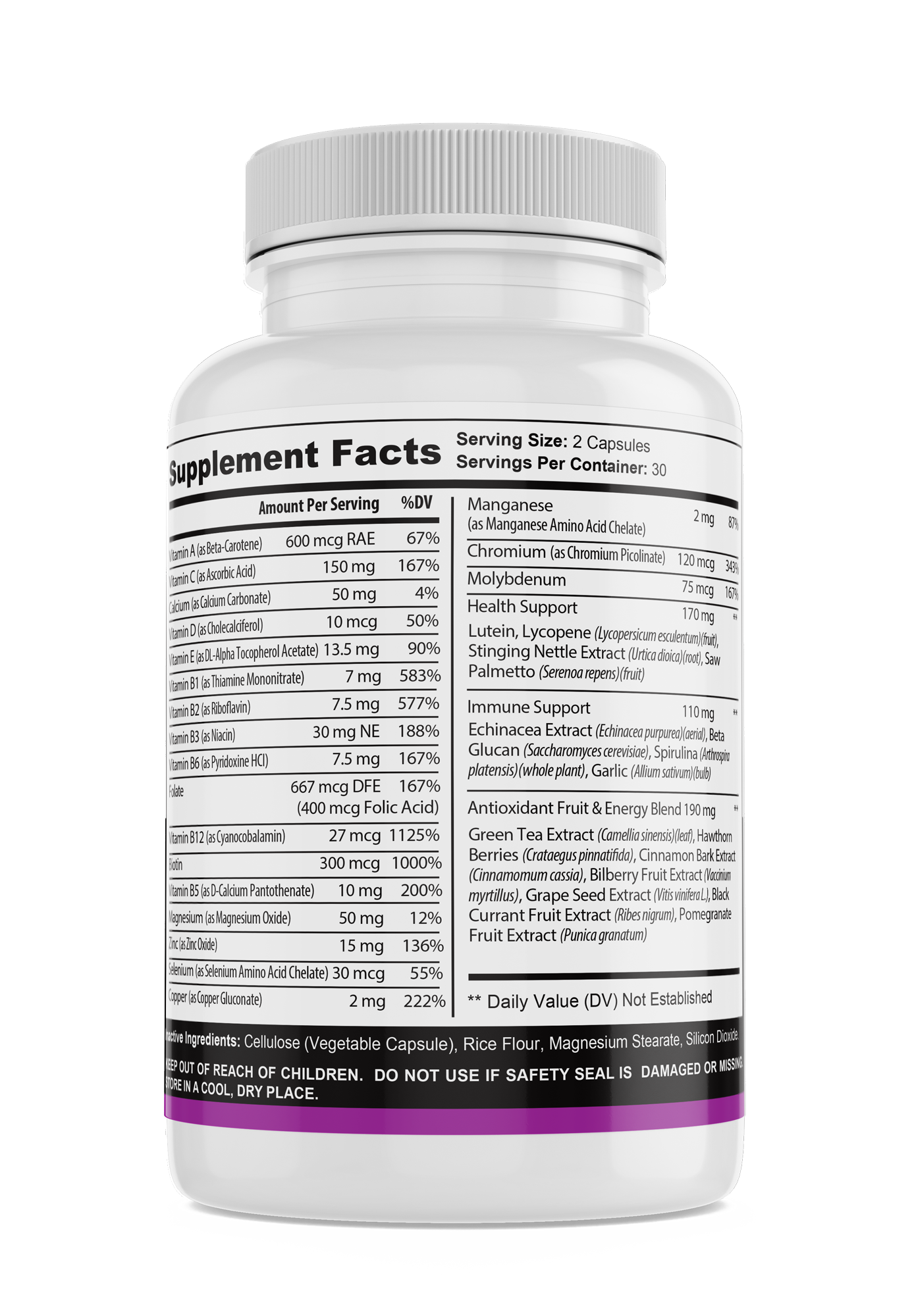 Complete Multi-Vitamin Organic Supplements, Supports Healthy Immune System, Helps Boost Energy, Promotes Brain Function