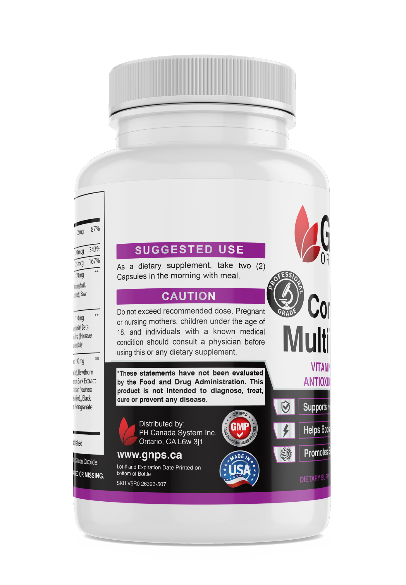 Complete Multi-Vitamin Organic Supplements, Supports Healthy Immune System, Helps Boost Energy, Promotes Brain Function